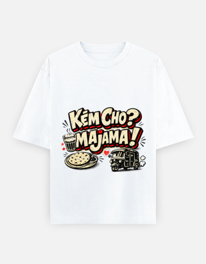 Kem Cho Majama Gujarati Quote | Unisex Oversized T-Shirt - Luxaara