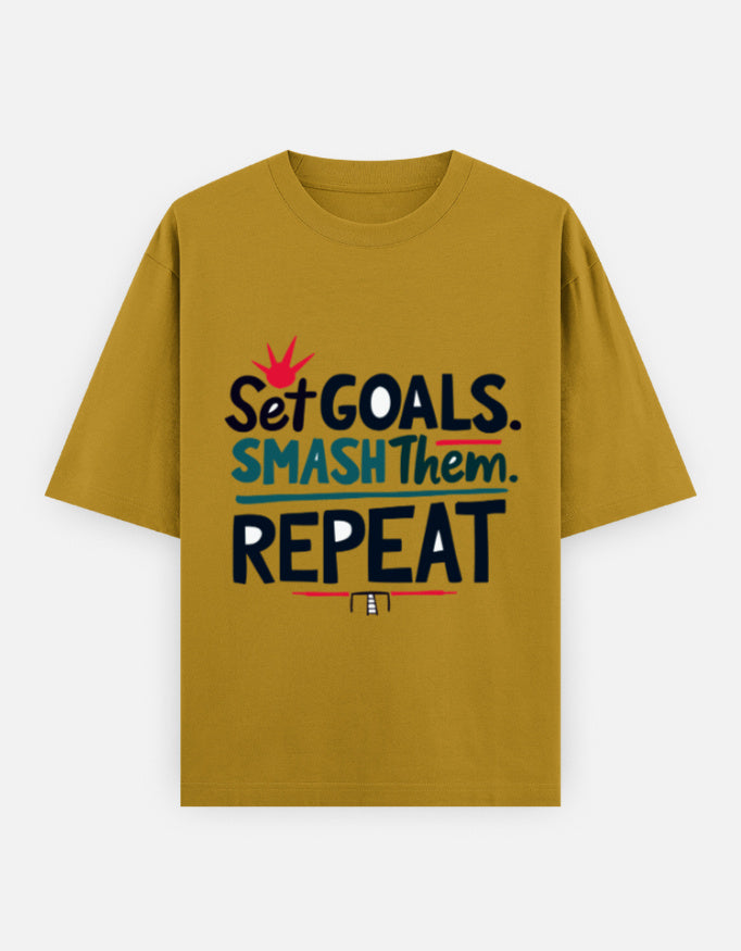 Set Goals. Smash Them. Repeat. | Unisex Oversized T-Shirt - Luxaara