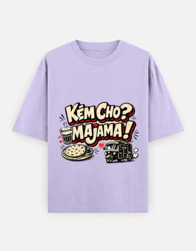 Kem Cho Majama Gujarati Quote | Unisex Oversized T-Shirt - Luxaara