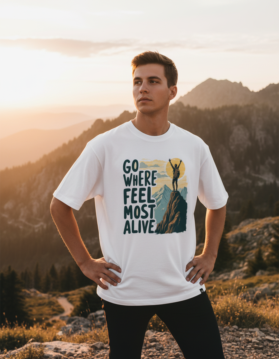 Go Where You Feel Most Alive | Unisex Oversized T-Shirt - Luxaara