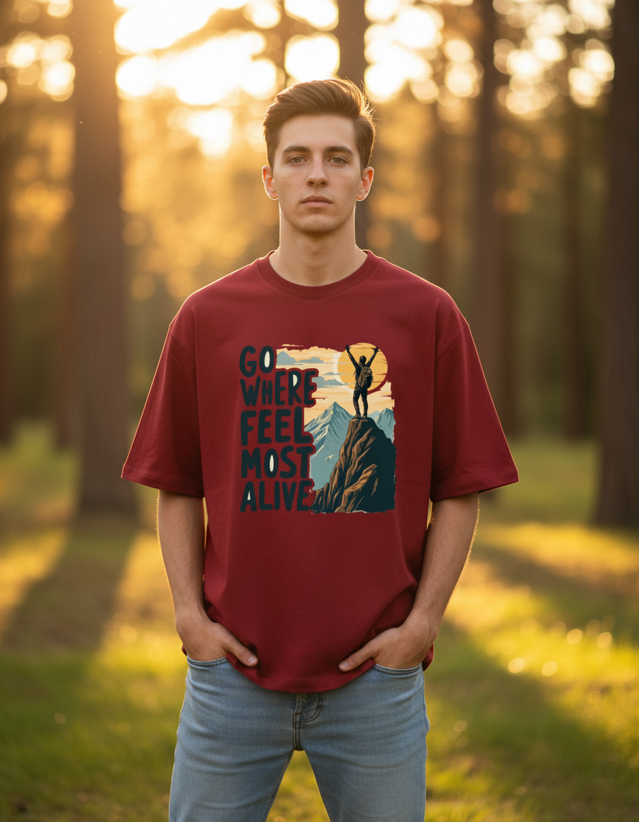 Go Where You Feel Most Alive | Unisex Oversized T-Shirt - Luxaara