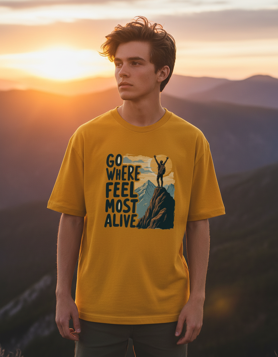 Go Where You Feel Most Alive | Unisex Oversized T-Shirt - Luxaara