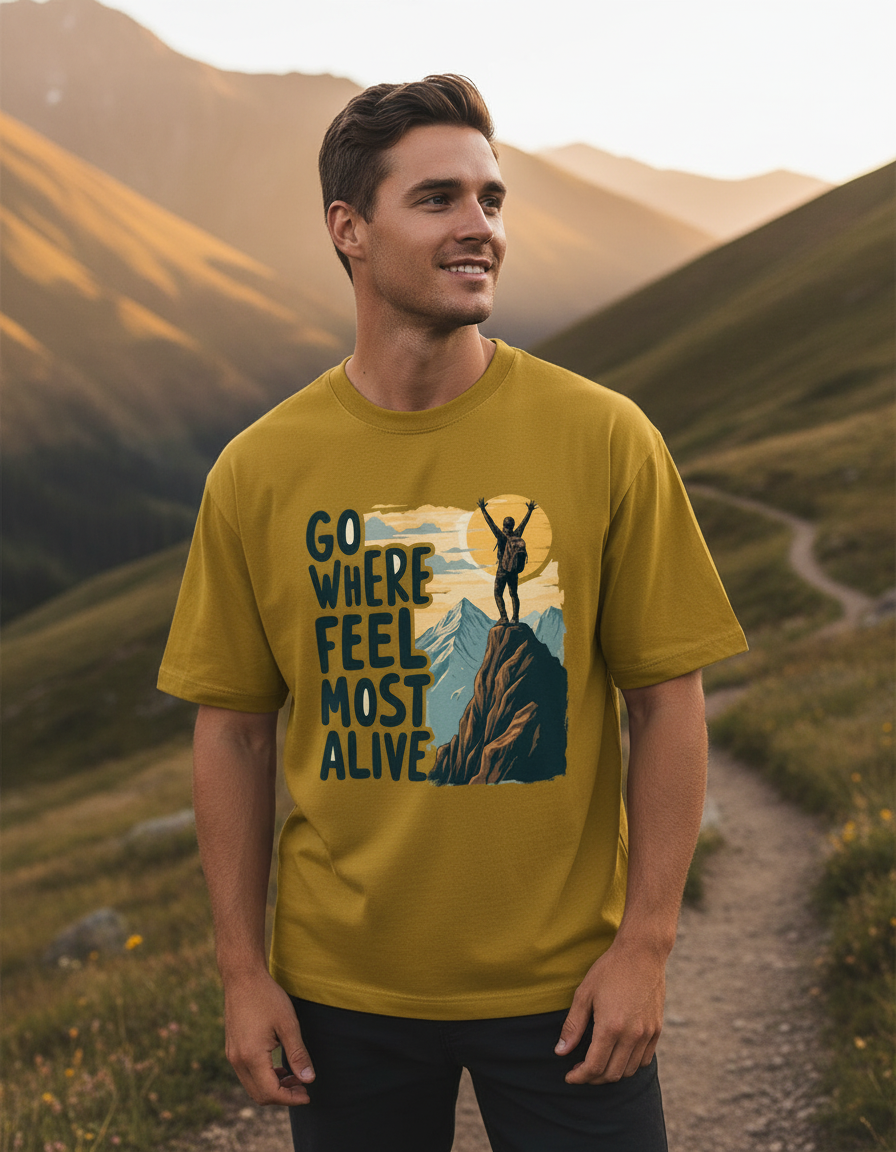 Go Where You Feel Most Alive | Unisex Oversized T-Shirt - Luxaara