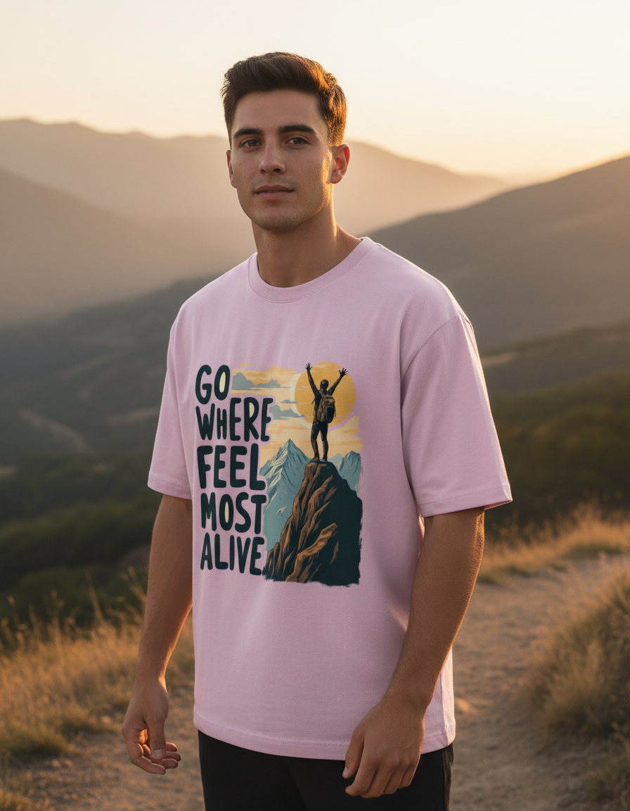 Go Where You Feel Most Alive | Unisex Oversized T-Shirt - Luxaara