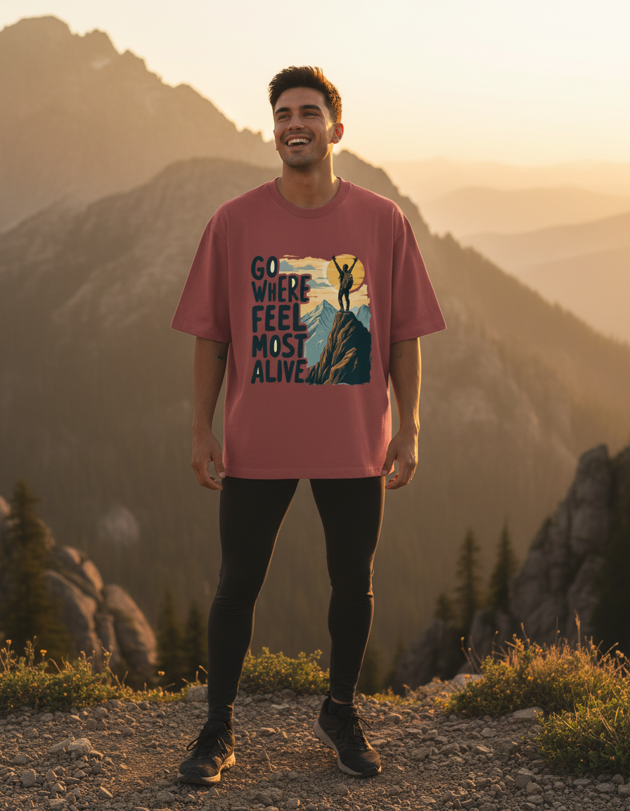 Go Where You Feel Most Alive | Unisex Oversized T-Shirt - Luxaara