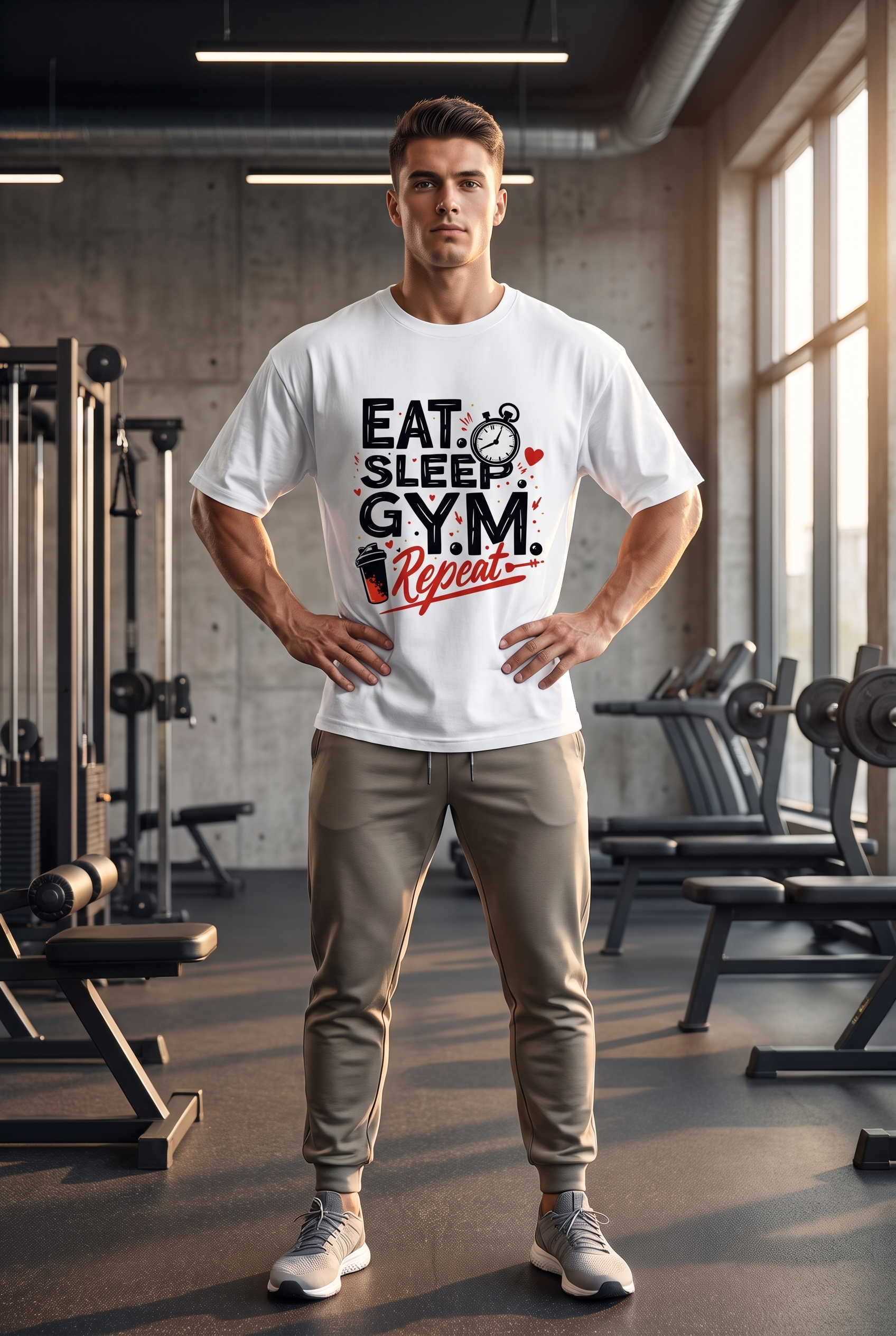 Eat. Sleep. Gym. Repeat. | Unisex Oversized T-Shirt - Luxaara