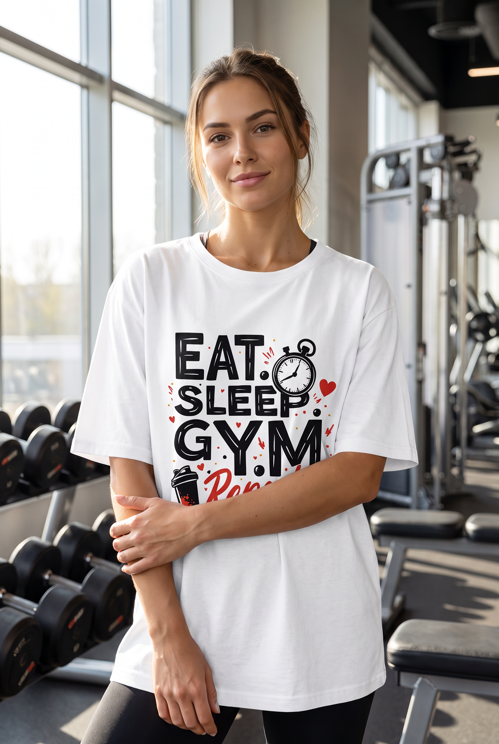 Eat. Sleep. Gym. Repeat. | Unisex Oversized T-Shirt - Luxaara