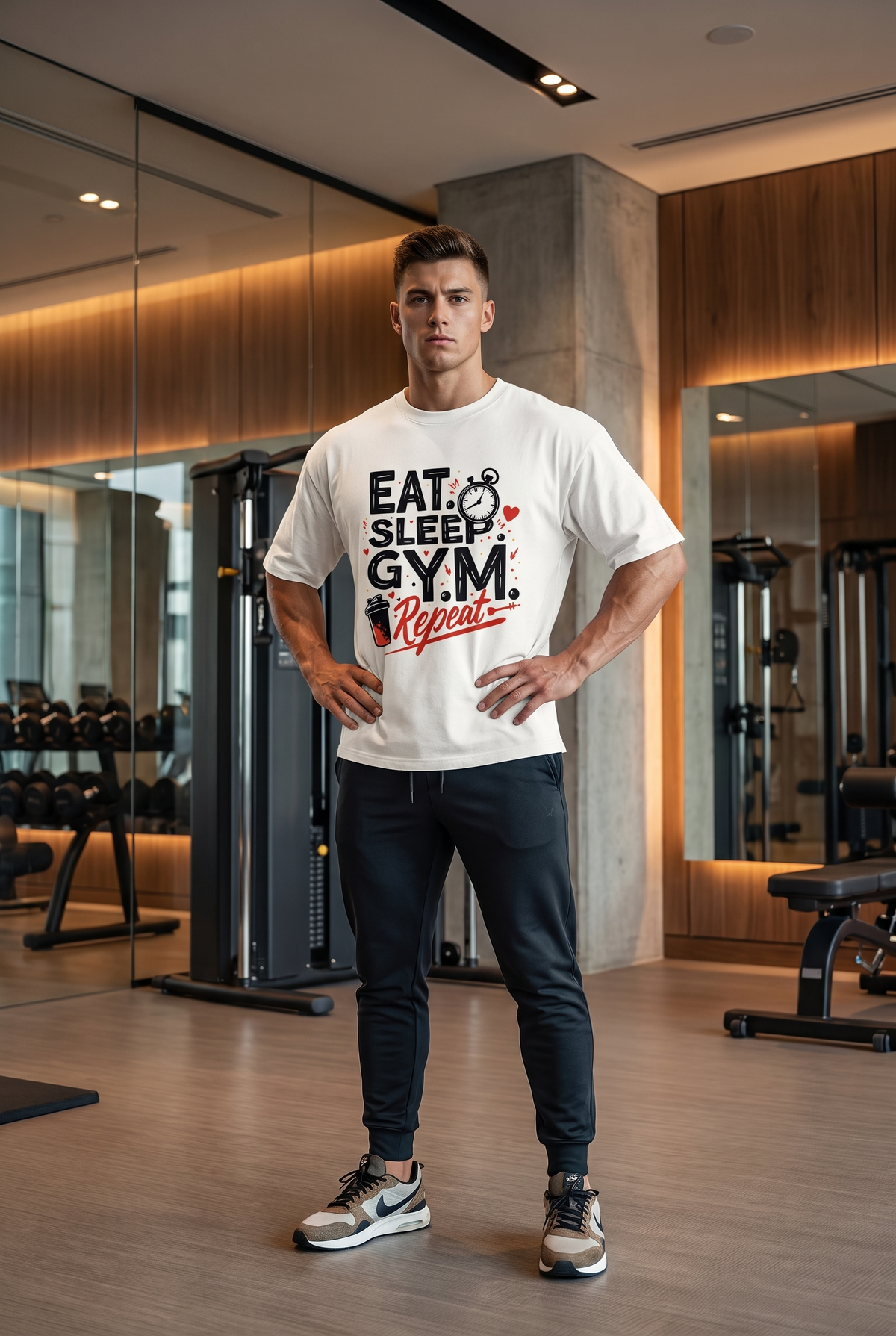 Eat. Sleep. Gym. Repeat. | Unisex Oversized T-Shirt - Luxaara