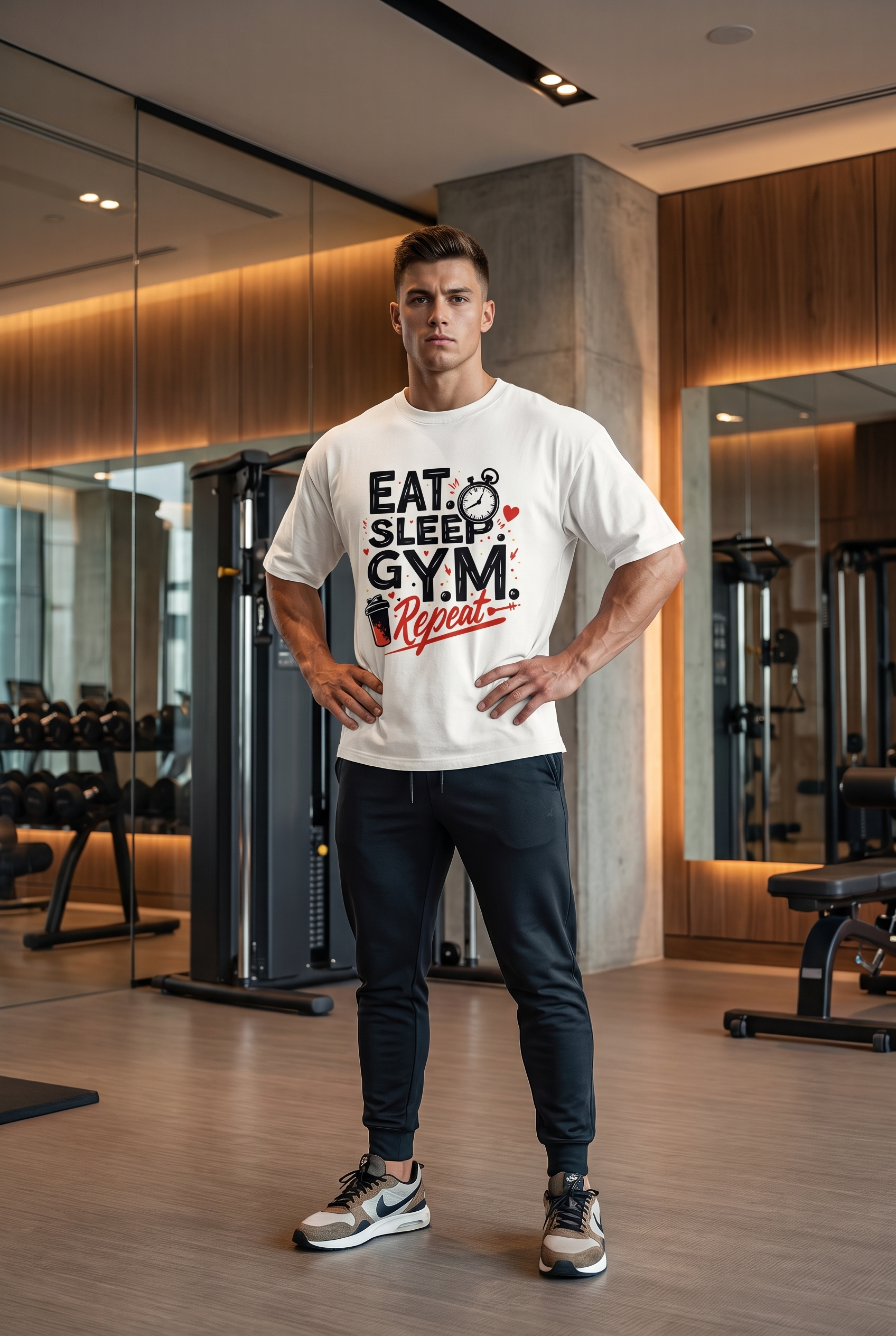 Eat. Sleep. Gym. Repeat. | Unisex Oversized T-Shirt - Luxaara