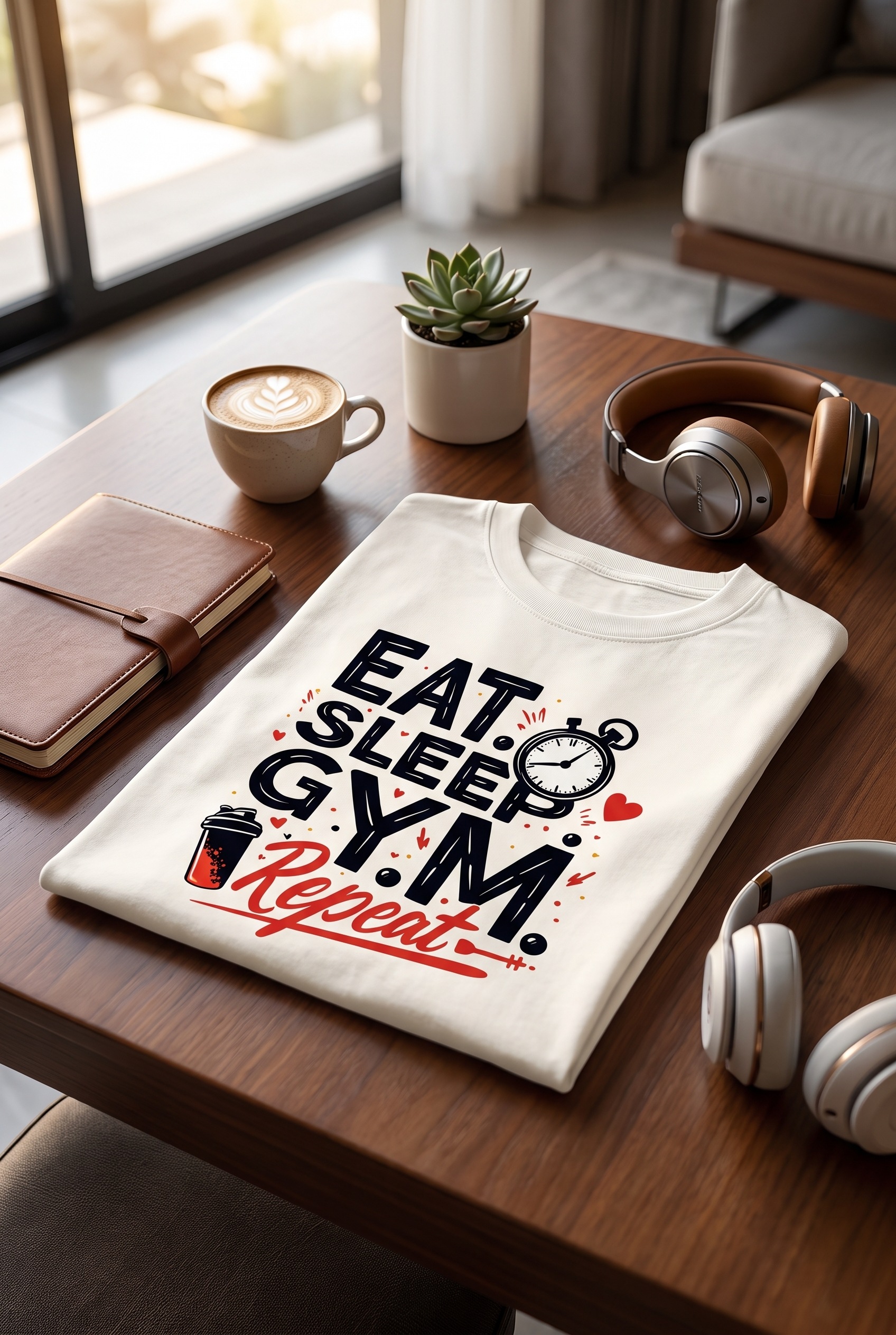 Eat. Sleep. Gym. Repeat. | Unisex Oversized T-Shirt - Luxaara