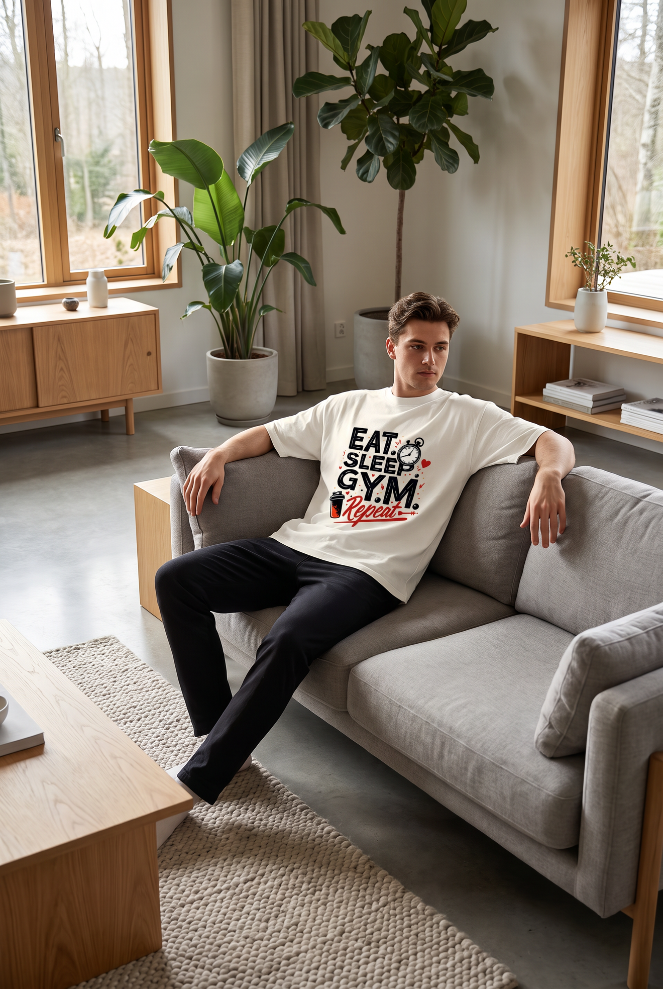 Eat. Sleep. Gym. Repeat. | Unisex Oversized T-Shirt - Luxaara