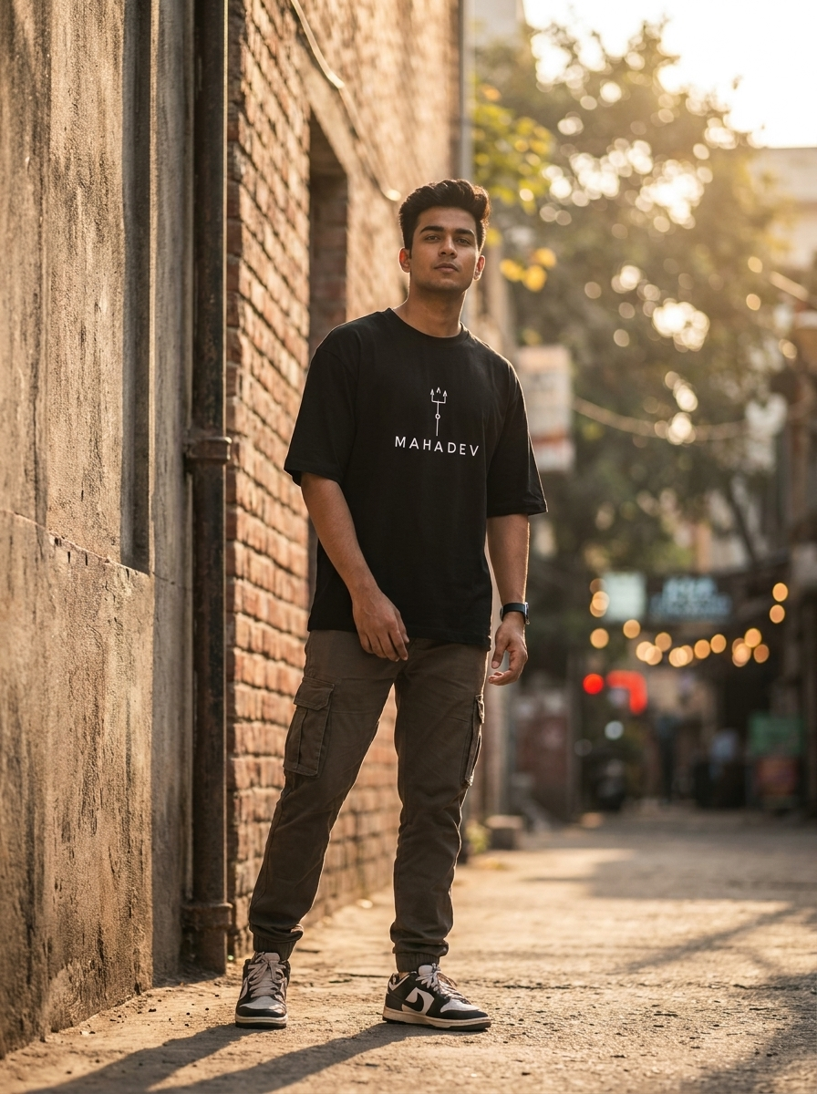 Mahadev Minimal Oversized T-Shirt | Unisex - Luxaara
