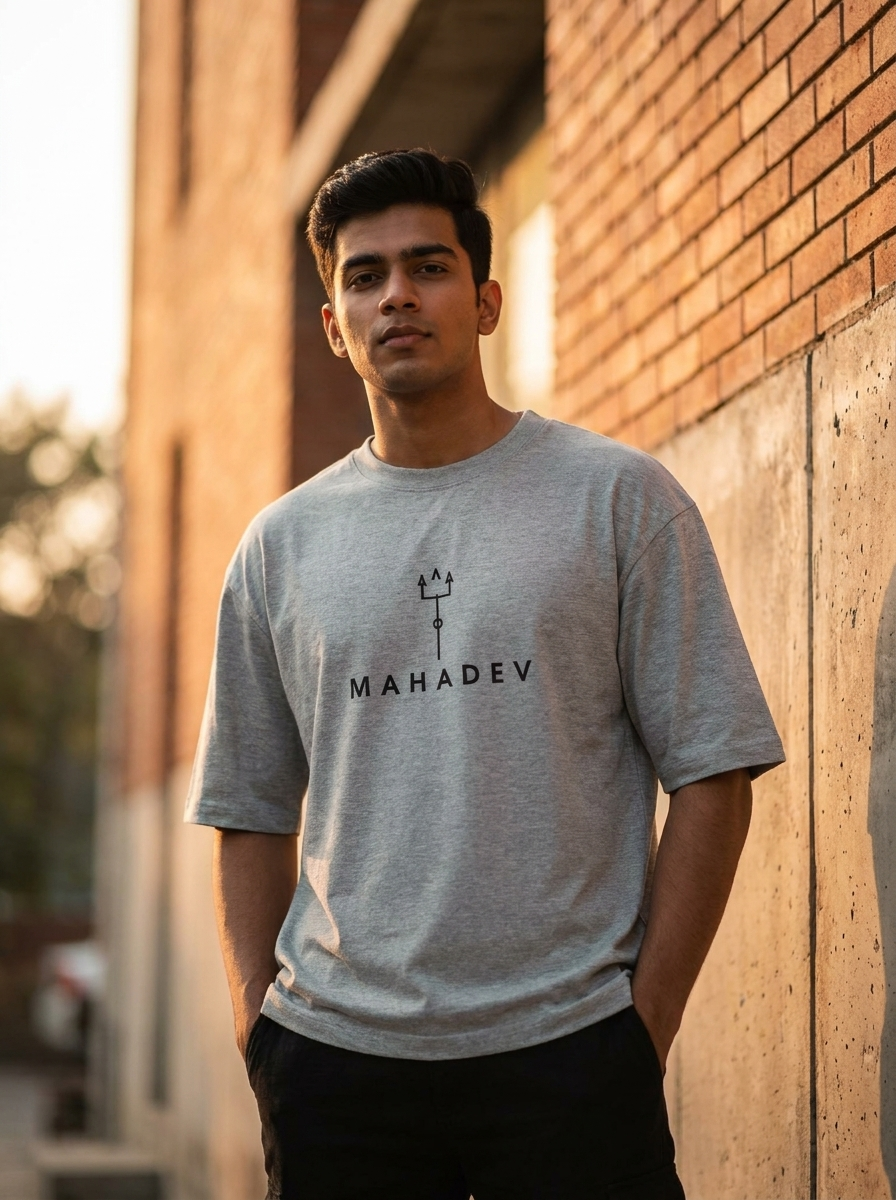 Mahadev Trishul Oversized T-Shirt | Unisex - Luxaara