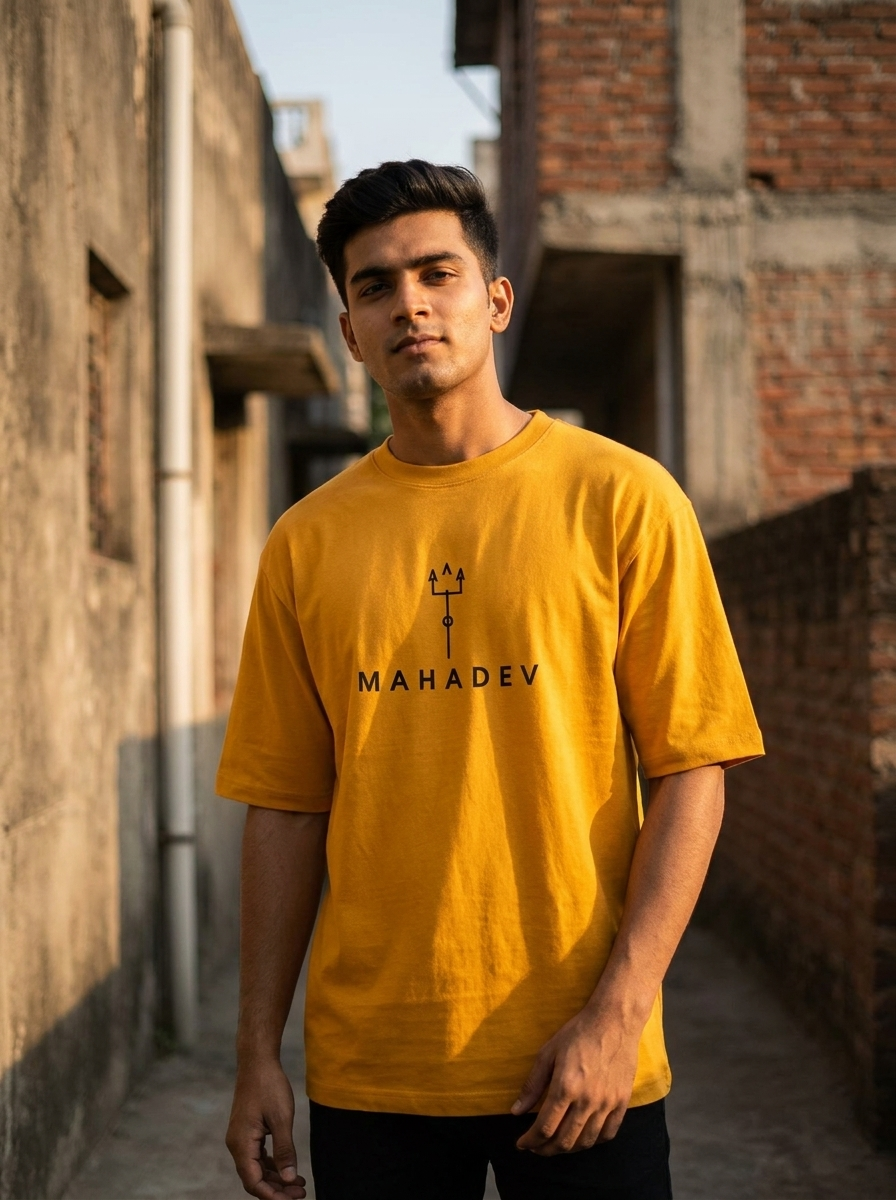 Mahadev Trishul Oversized T-Shirt | Unisex - Luxaara