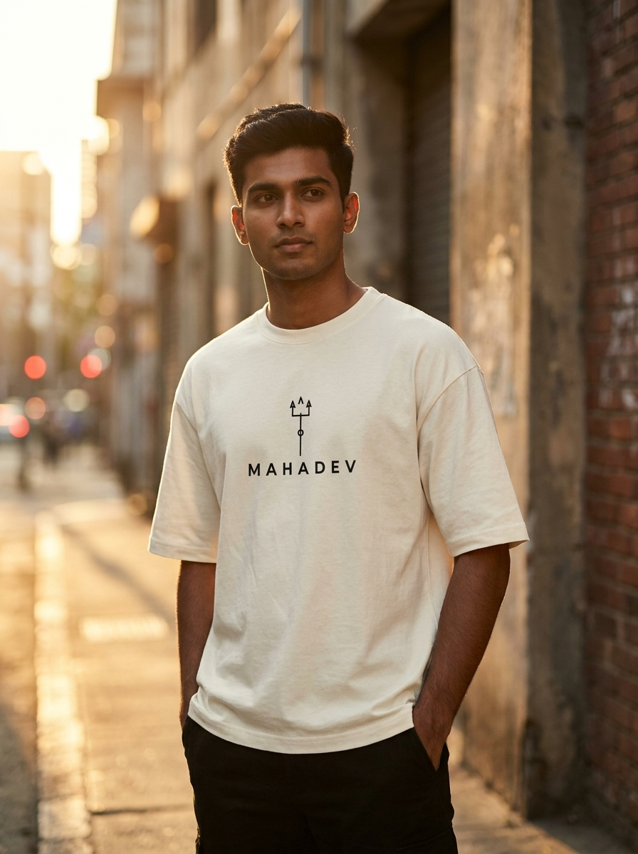 Mahadev Trishul Oversized T-Shirt | Unisex - Luxaara