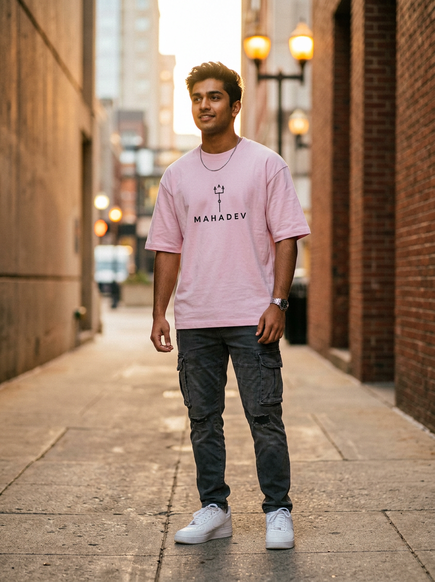 Mahadev Trishul Oversized T-Shirt | Unisex - Luxaara
