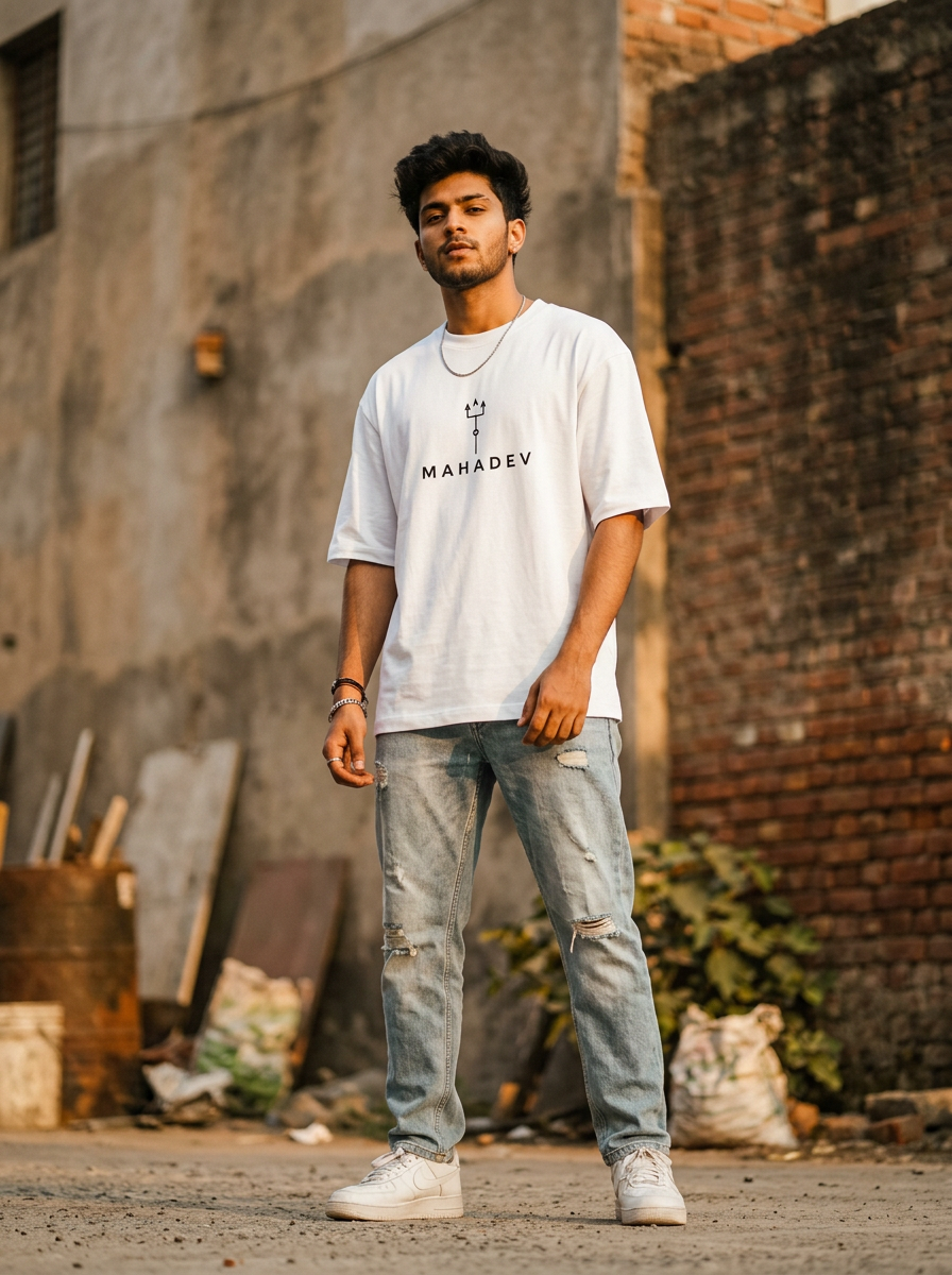 Mahadev Trishul Oversized T-Shirt | Unisex - Luxaara